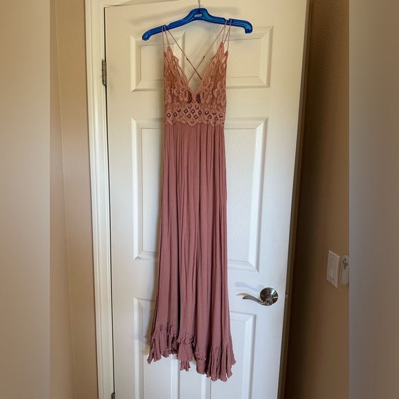 FP One Free People Adella Maxi Slip Dress Dusty Rose Pink - Picture 3 of 15